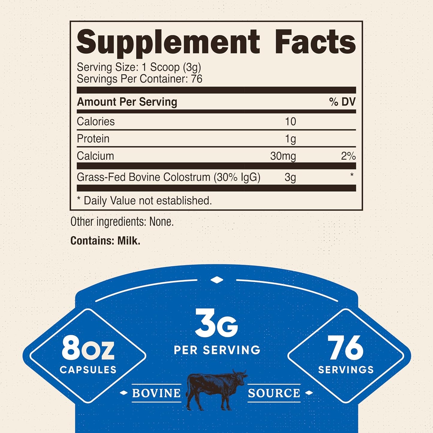 Nutricost Colostrum Powder - Bovine Colostrum with Lactoferrin and 30% IgG, 3g Per Serving, 76 Servings (227 g) - görsel 2