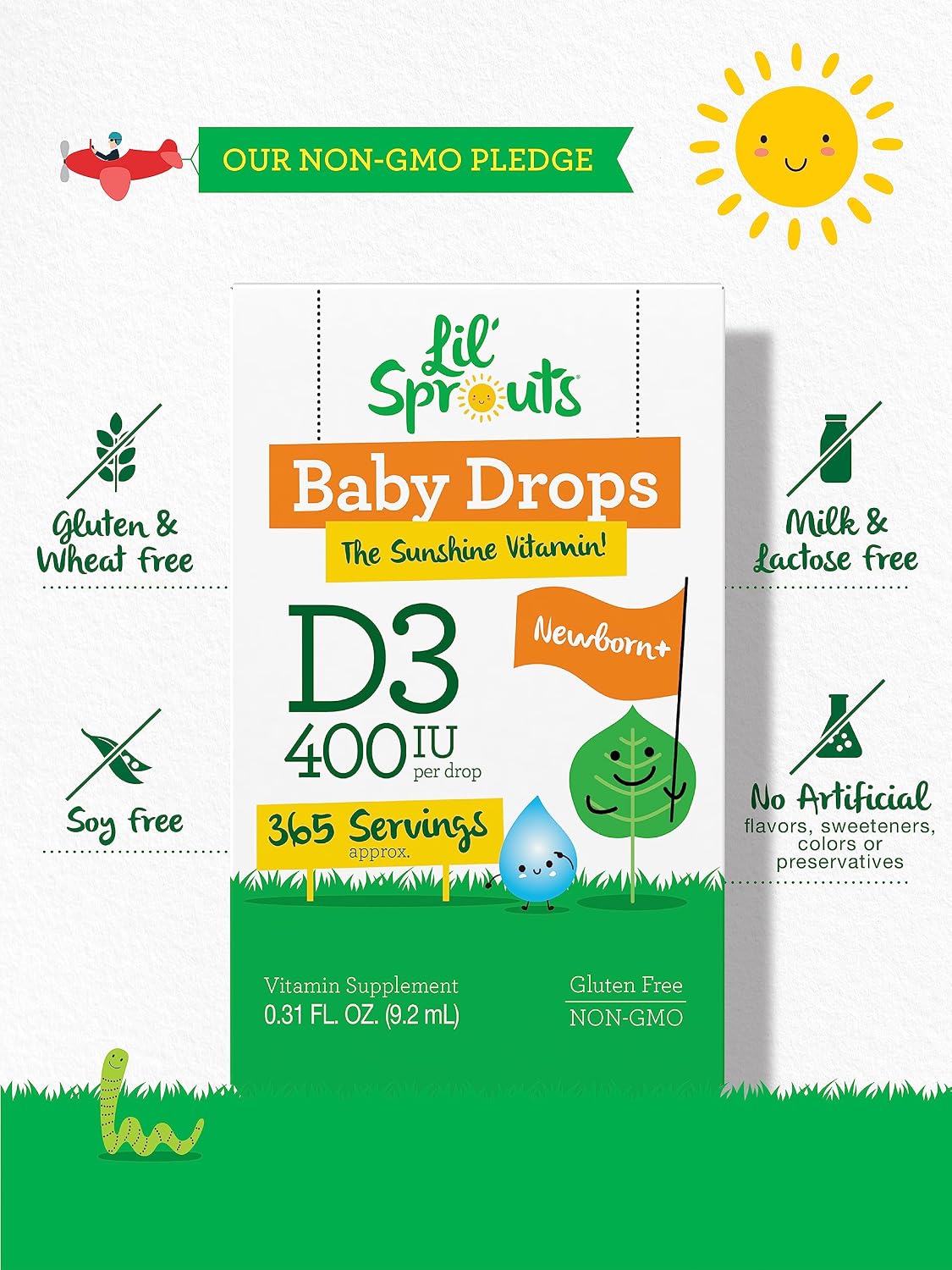 Carlyle Baby Vitamin D3 Liquid Drops | 400 IU | 0.31 fl oz (9.2 mL) 1 Year's Supply | Vegetarian, Non-GMO, Gluten-free - görsel 4