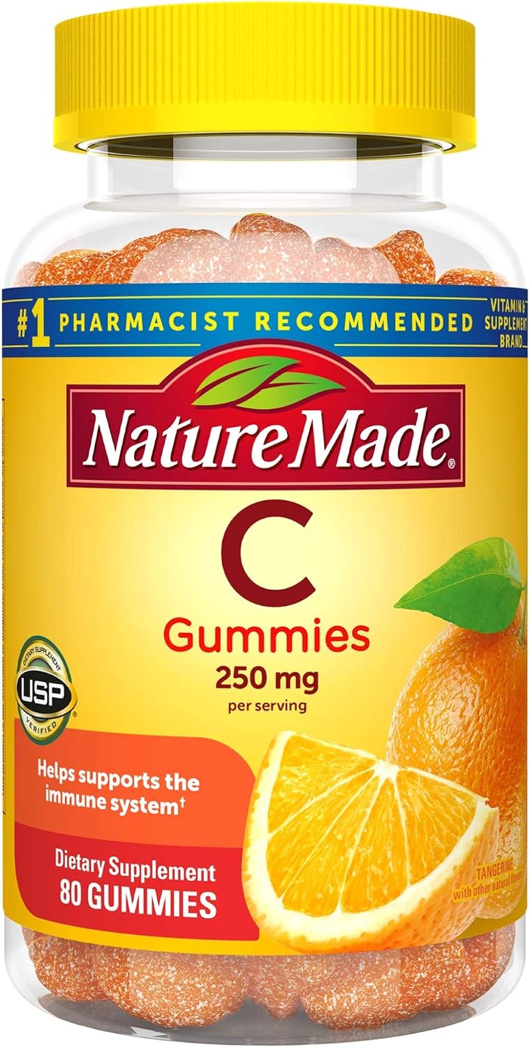 Nature Made Vitamin C Gummies 250 mg, 80 Count, Tangerine - görsel 1