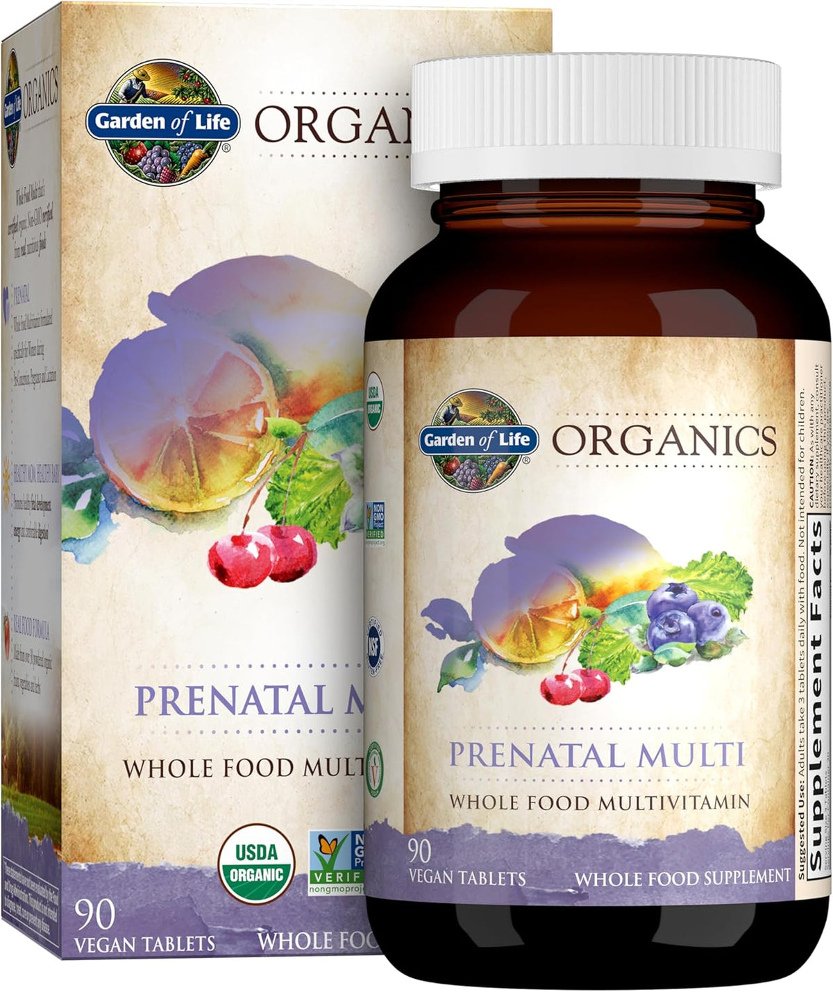 Garden of Life Organics Prenatal Multivitamin with Folate, B6, B12, D3 & Iron – Image 1