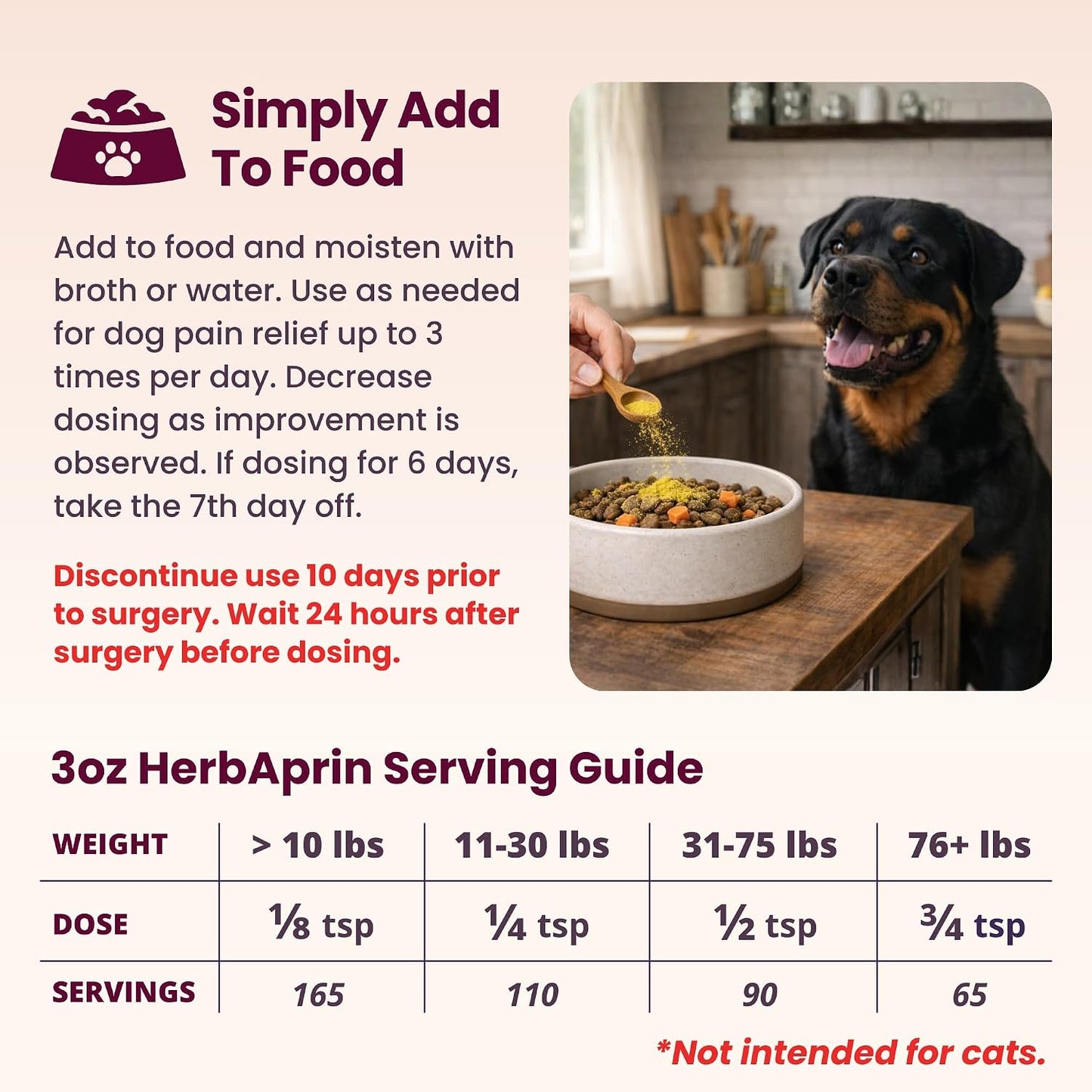 HerbAprin - Herbal Joint Support for Dogs, Organic Herb Blend for Arthritis, Aches, Pains and Mobility - 85g (90 Servings) - görsel 4