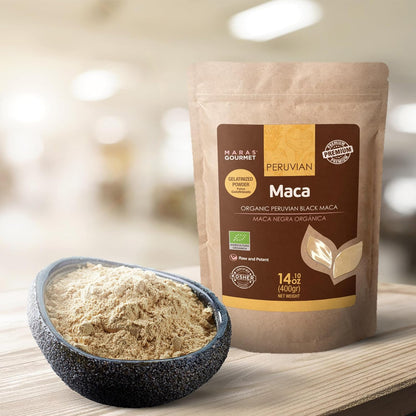 Organic Peruvian Black Maca (Gelatinised Powder) – Energy and Stamina Support, 400g (14.1 oz)