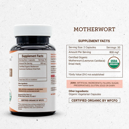 Secrets of the Tribe Motherwort Capsules 800 mg – USDA Organic Dried Herb Food Supplement (60 Capsules) – Image 4