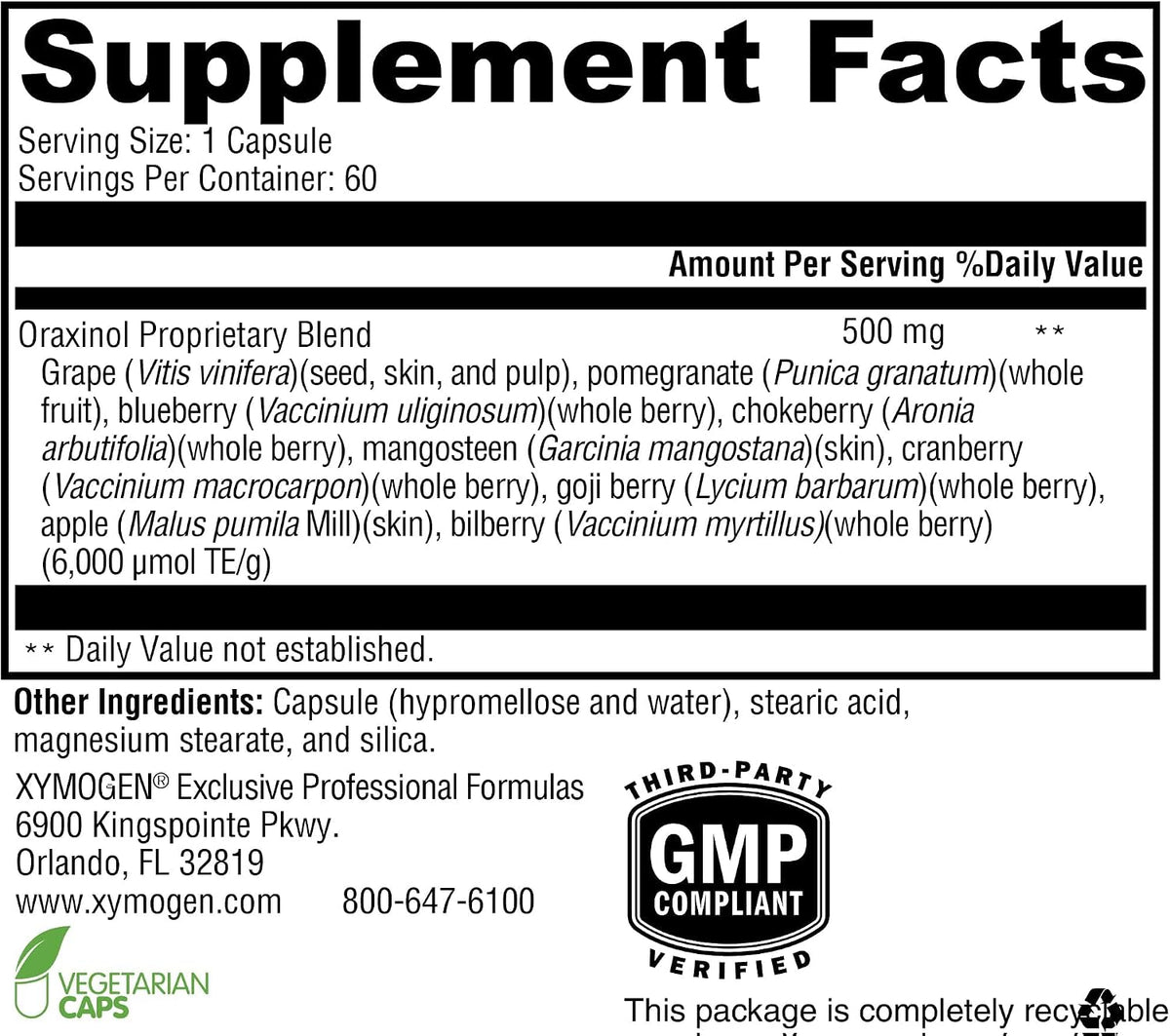 XYMOGEN Oraxinol - Proprietary Fruit & Berry Extract Blend - Cardiovascular & Vascular Health Support - Vegetarian, Gluten-Free & Non-GMO - 60 Capsules - görsel 2