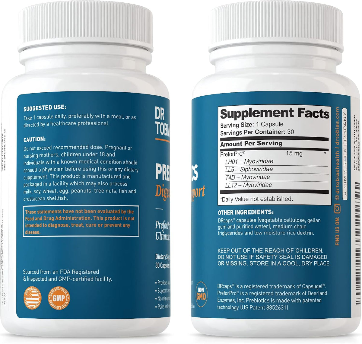 Dr. Tobias Prebiotics - Supports Digestion and Gut Health - 30 Capsules - görsel 6