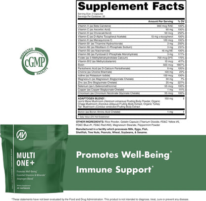 MultiOne Daily Multivitamin for Men and Women - Essential Nutrients and Minerals for Optimum Health (60 Capsules)