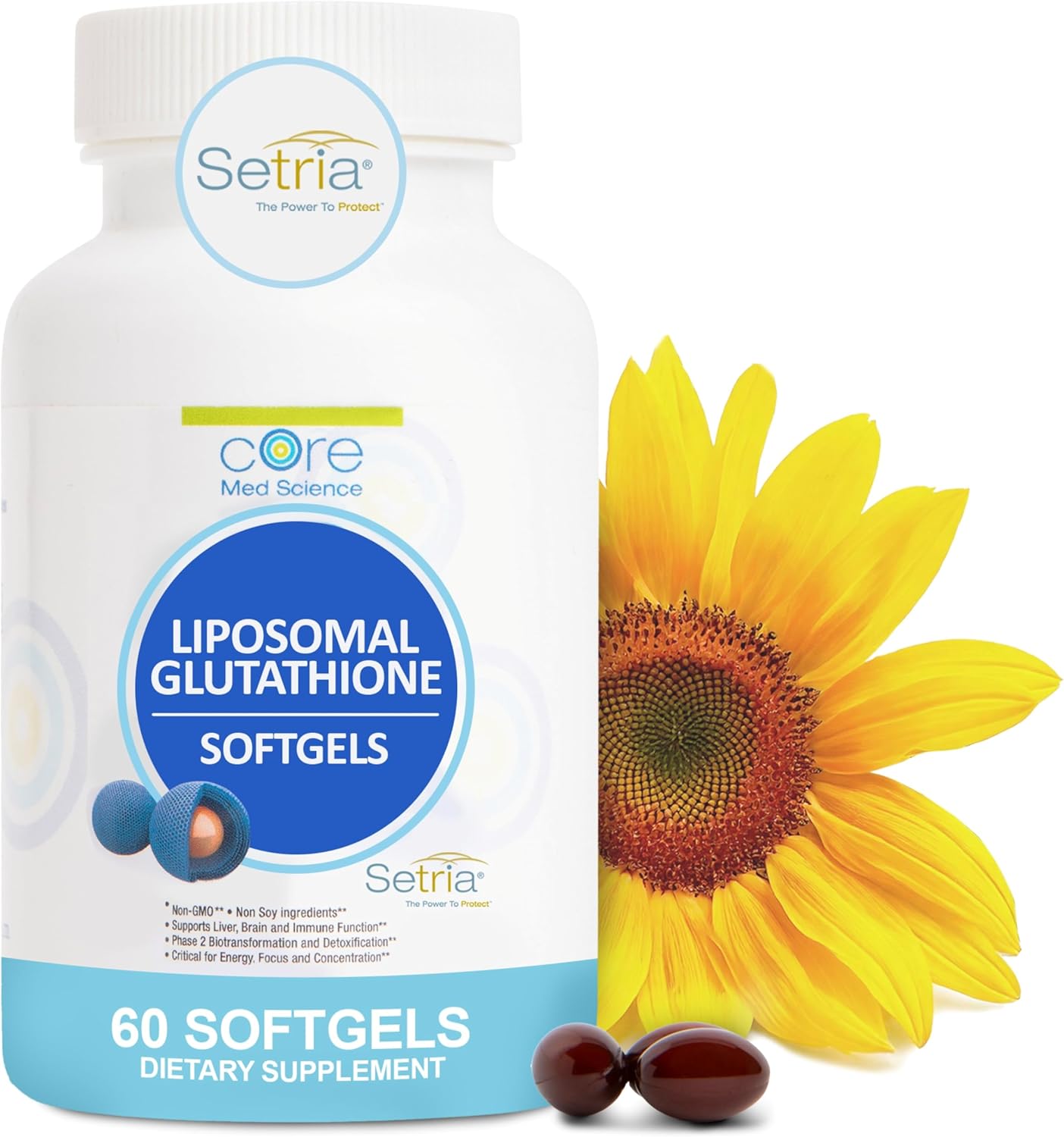 Core Med Science Liposomal Glutathione Setria 500mg Capsules – Physician-Developed High Absorption Antioxidant Support for Liver, Skin and Immune Health – 60 Capsules Non-GMO Made in the USA - görsel 8