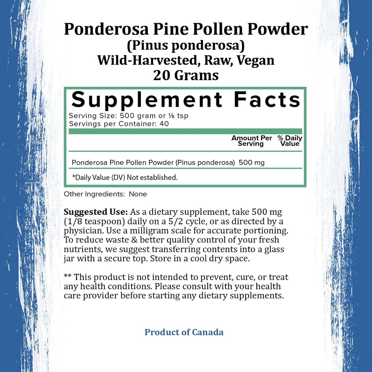 Holistic Bin Pine Pollen Powder – Wild Harvested Canadian Pine Pollen, 20 g - görsel 7