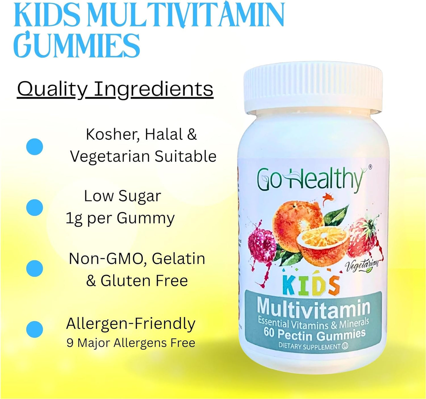 Go Healthy Kids Multivitamin Gummies with Vitamin C, D3 and Zinc – Immune Support for Children 2+ - görsel 2