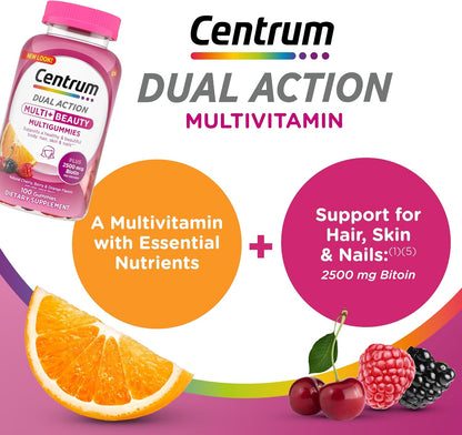 Centrum MultiGummies Multi+ Beauty Dual Action Gummy Multivitamin, 100 Count