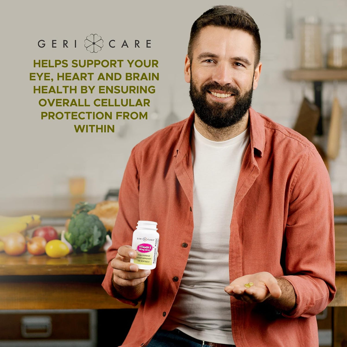 GeriCare High-Potency Vitamin E Capsules – 400 IU for Skin and Immune Support, 180 mg | 100 Count - görsel 6