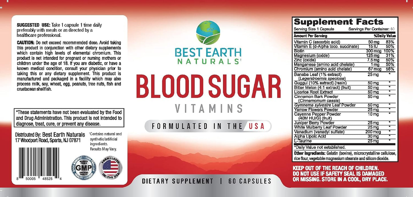Best Earth Naturals Blood Sugar Vitamins, 60 Capsules - görsel 2