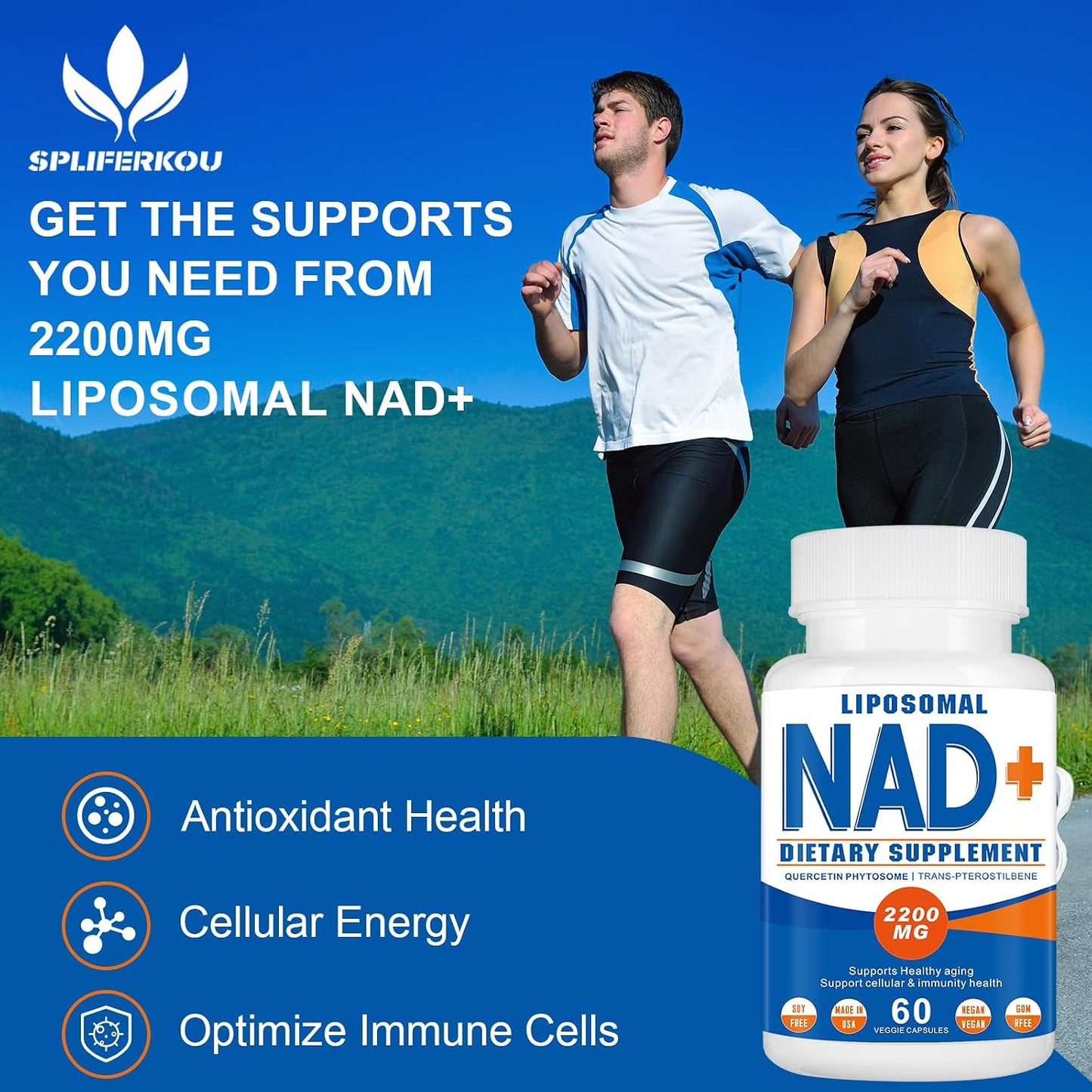 2200mg Liposomal NAD+ Supplement, 60 Capsules | NAD Supplement for Women and Men, Enhances Cell Energy & Ageing Defence - görsel 5