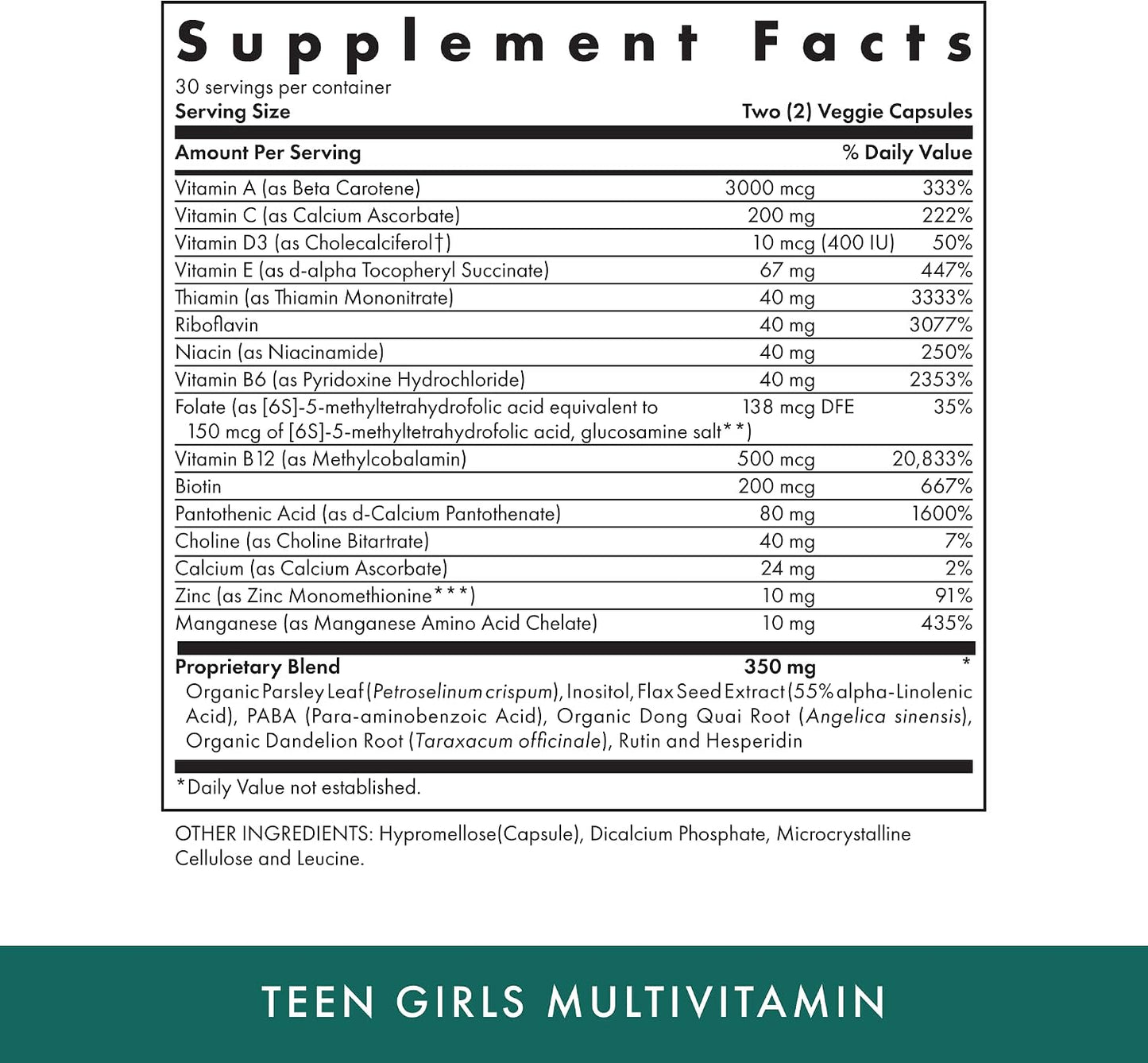 Michael's Health Naturopathic Programmes Teen Girls Multivitamin - 60 Vegetarian Capsules - görsel 2