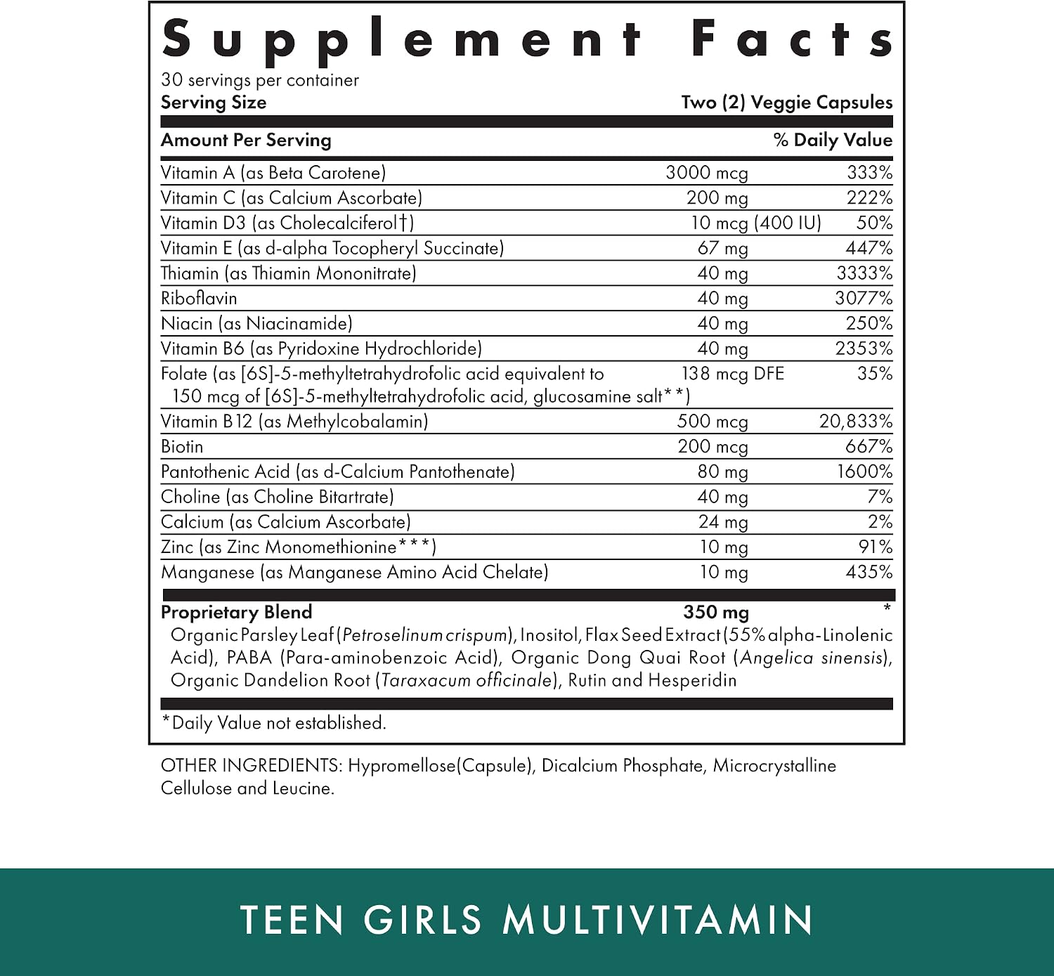 Michael's Health Naturopathic Programmes Teen Girls Multivitamin - 60 Vegetarian Capsules - görsel 2