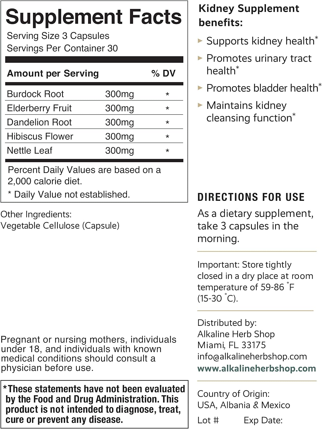 Alkaline Herb Store Kidney Supplement 90 Capsules - görsel 1