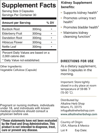 Alkaline Herb Store Kidney Supplement 90 Capsules