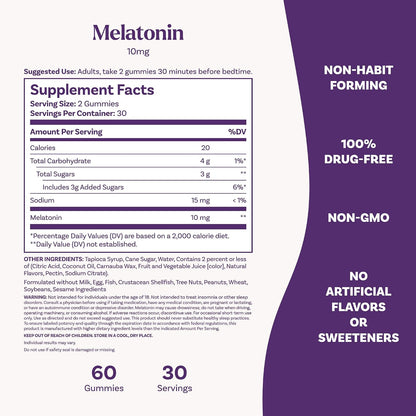 Natrol Melatonin Gummies – 10 mg, 60 Strawberry-Flavoured Gummies for Adult Sleep Support