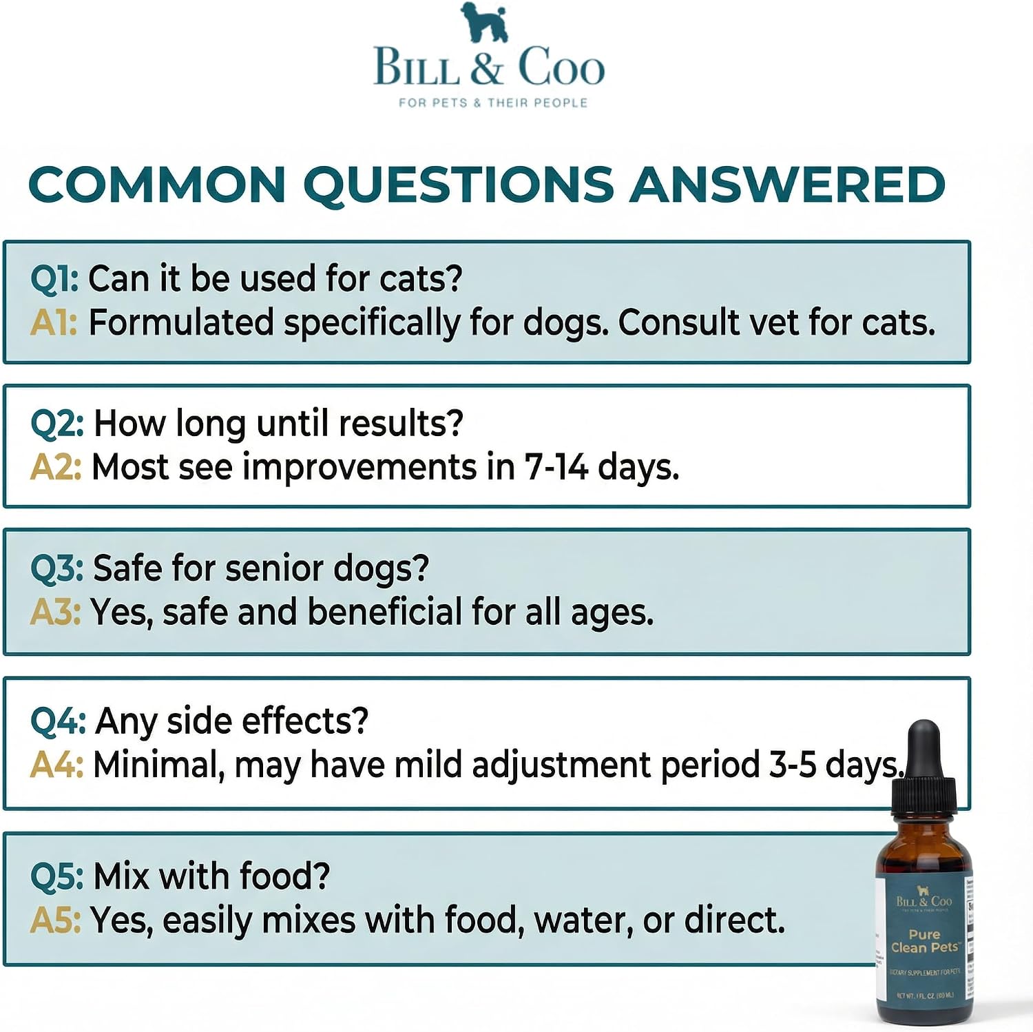 BILL & COO Pure Clean Pets Probiotics for Dogs – Detox & Heavy Metal Support with Vitamin C – 30 ml Liquid Drops - görsel 7