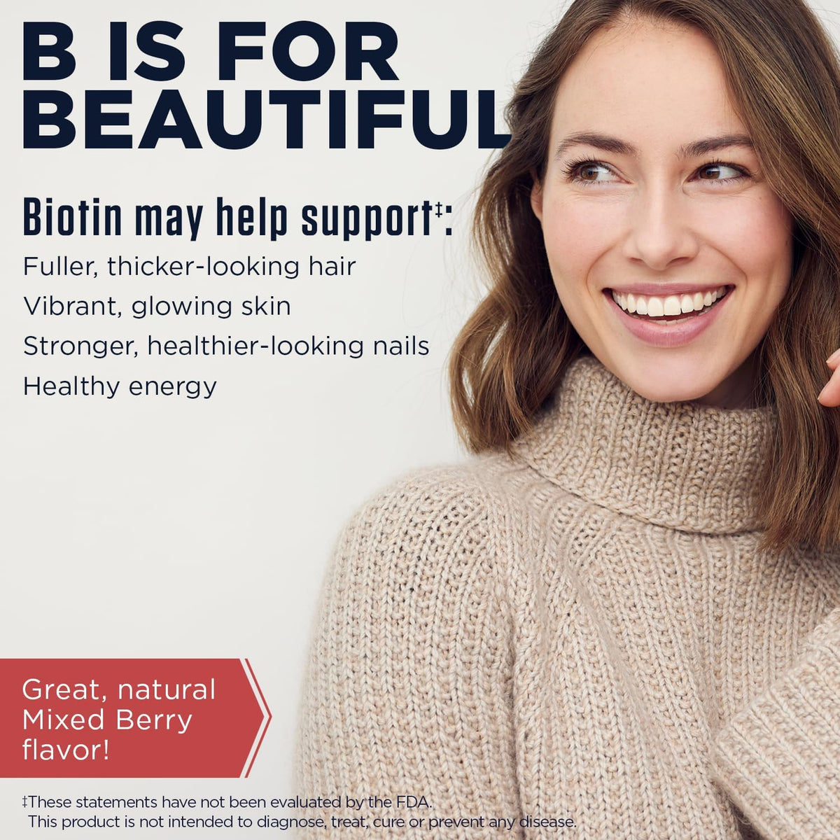 KAL Ultra Biotin 10000mcg - Biotin Hair Supplement for Women and Men - High Potency Vitamin B7 - Healthy Hair, Skin and Nails, Cellular Energy Support - Natural Berry Flavour - 60 Micro Tablets - görsel 3