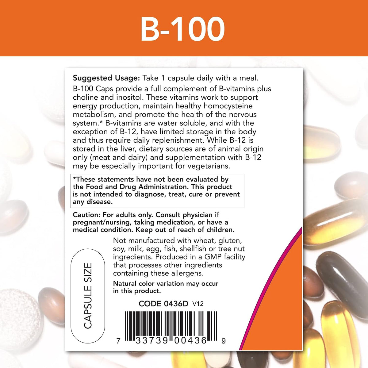 Now Foods B-100 - High Potency B-Complex, 100 Capsules (2-Pack) - görsel 3