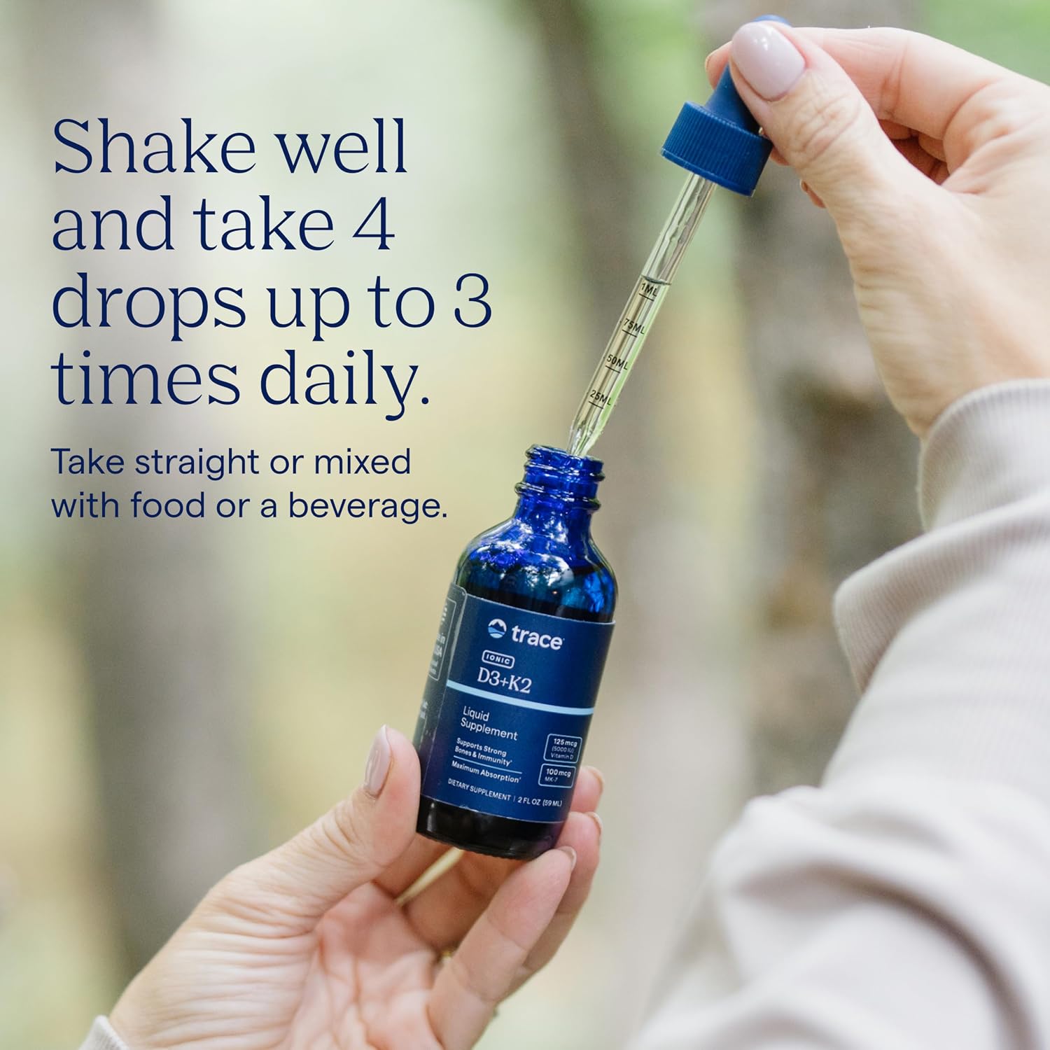 Trace Minerals Liquid Ionic Vitamin D3 + K2 - 125 mcg (5,000 IU) D3, 100 mcg K2, Concentrated Food Supplement, 2 fl oz (296 Servings) - görsel 4