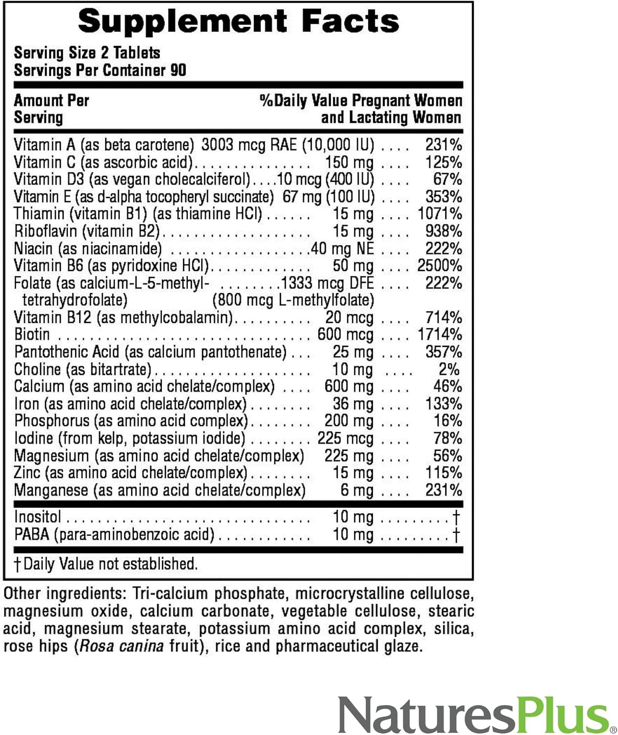 Nature's Plus Ultra Prenatal Multivitamin - 800 mcg Folate, 180 Vegetarian Tablets - görsel 5