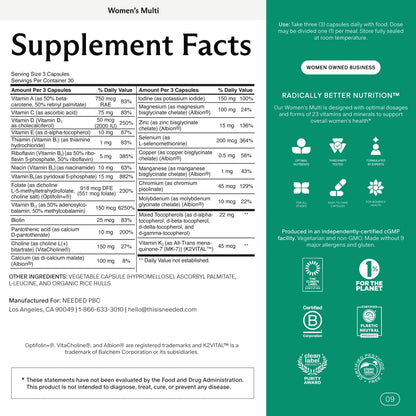 Needed. Multivitamin for Women with 23 Vitamins, Minerals and Antioxidants - Citrus Scented