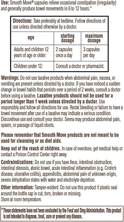 Traditional Medicinals Smooth Move Senna Capsules, 50 Capsules