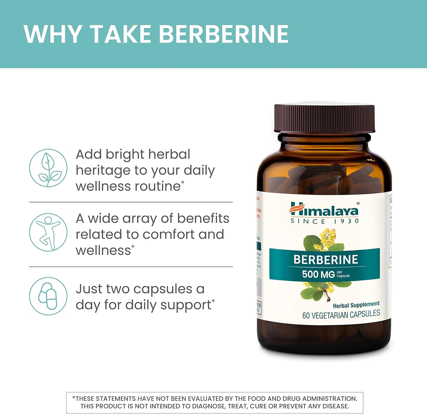 Himalaya Berberine Supplement, 1000 mg per Serving, 60 Vegetarian Capsules - görsel 4