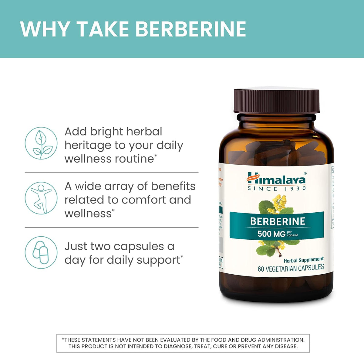 Himalaya Berberine Supplement, 1000 mg per Serving, 60 Vegetarian Capsules - görsel 4