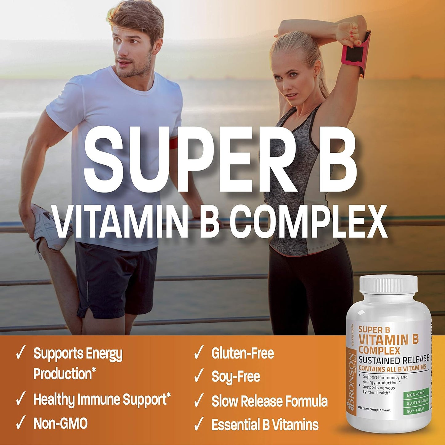 Bronson Super B Vitamin B Complex – Sustained Slow Release, 100 Tablets - görsel 3
