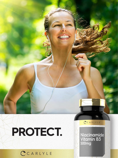 Carlyle Niacinamide 500 mg – 300 Capsules | Vitamin B3 Supplement