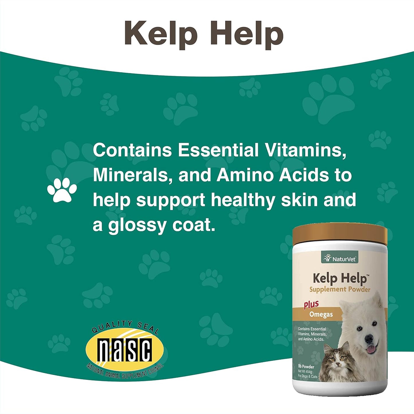 NaturVet Kelp Help Plus Omegas Skin and Coat Supplement for Dogs & Cats - Powder, 454 g - görsel 5