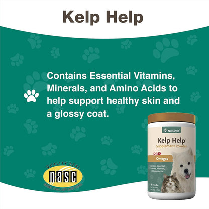 NaturVet Kelp Help Plus Omegas Skin and Coat Supplement for Dogs & Cats - Powder, 454 g