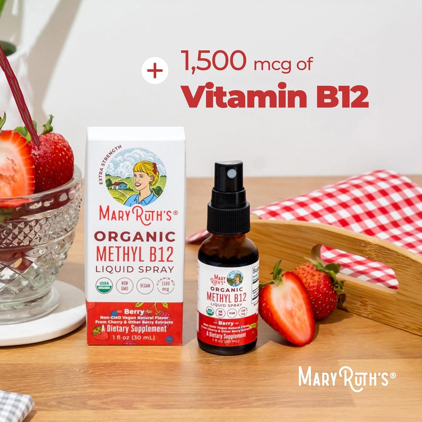 MaryRuth's Organic Methyl B12 Spray | 1,500 µg B12 Per Serving | Methylcobalamin | Energy Metabolism Support | Normal Nervous System Function | Vegan | Gluten-free | Sugar Free | 30 ml - görsel 7