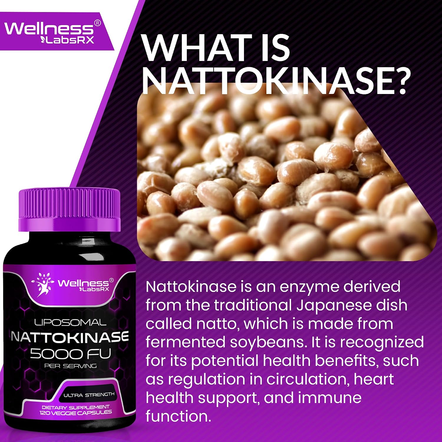 Wellness LabsRx Nattokinase Supplement 5000 FU, 120 Capsules - görsel 7