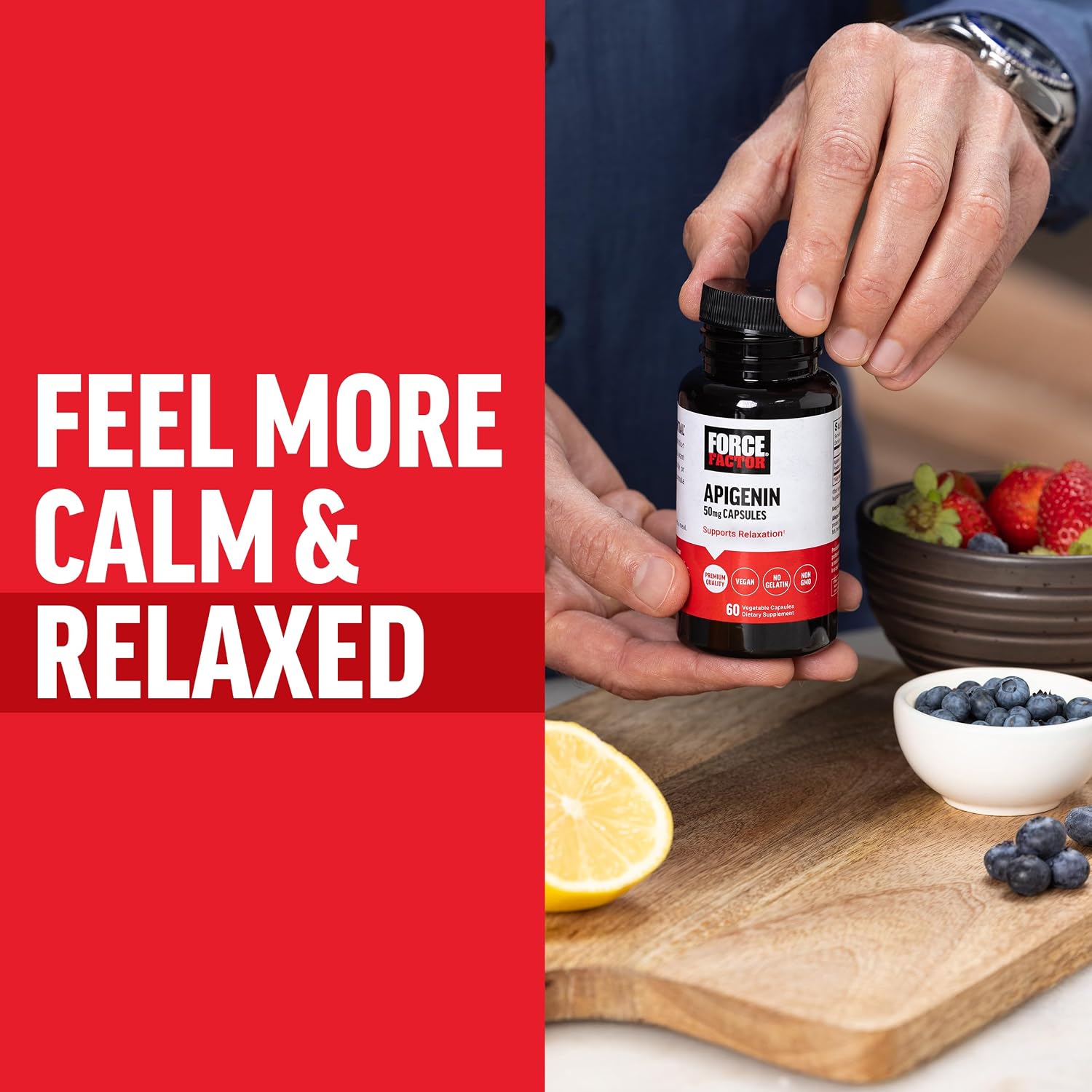 Force Factor Apigenin Food Supplement for Relaxation and Stress Support, Powerful Bioflavonoid and Antioxidant, Apigenin 50mg, Premium Quality, Vegan, Non-GMO, 60 Capsules (Packaging May Vary) - görsel 5