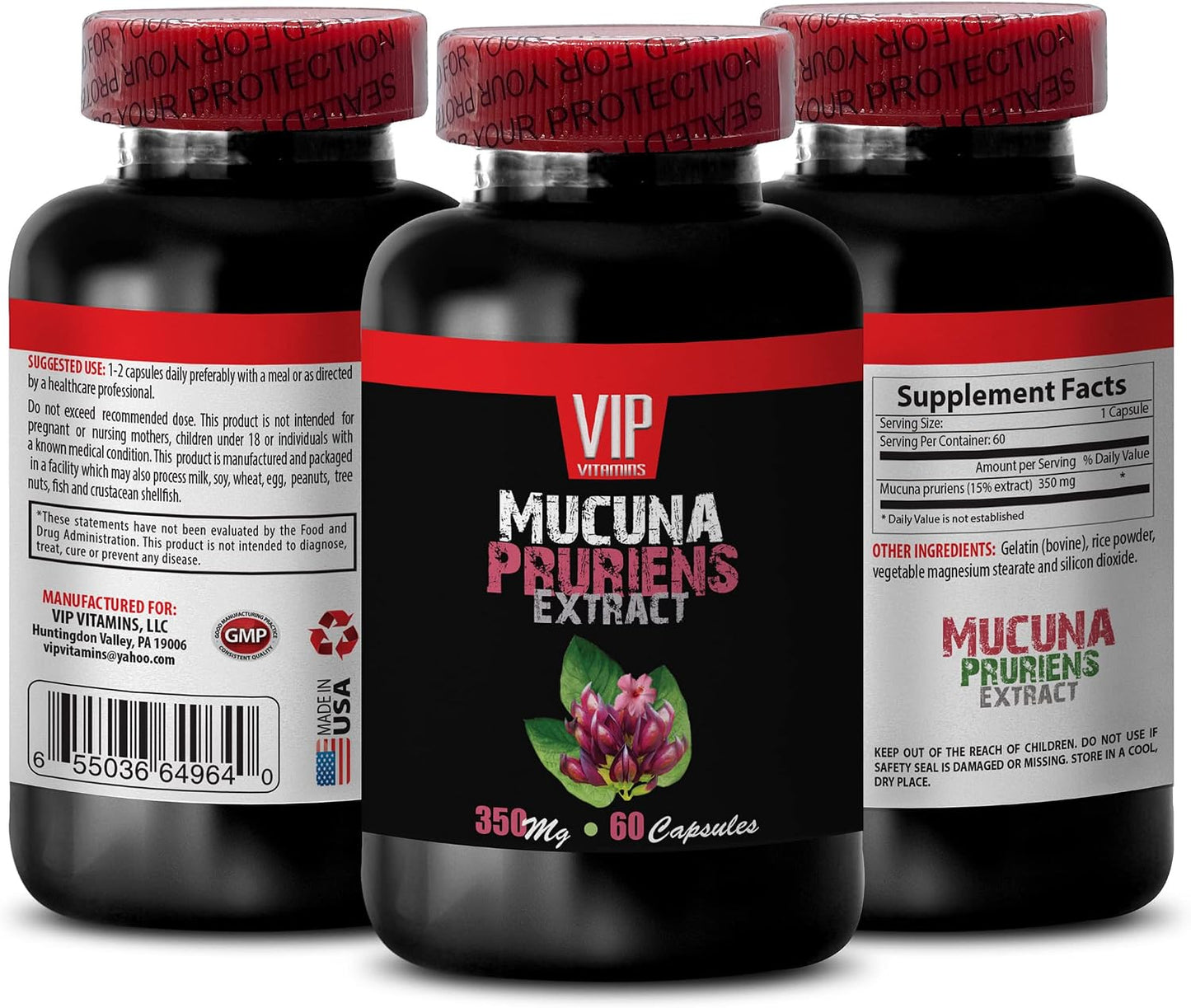 Mucuna Pruriens Extract, Velvet Beans - Brain Support Food Supplement for Concentration and Memory, 60 Capsules - görsel 1