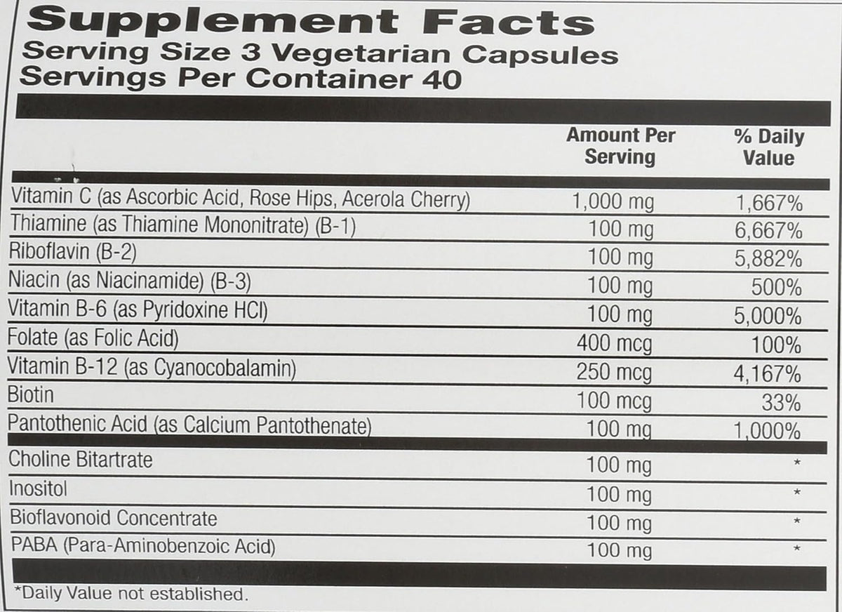 Solaray TwoStage Mega-B-Stress B-Complex, 120 Capsules - görsel 3