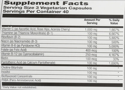 Solaray TwoStage Mega-B-Stress B-Complex, 120 Capsules