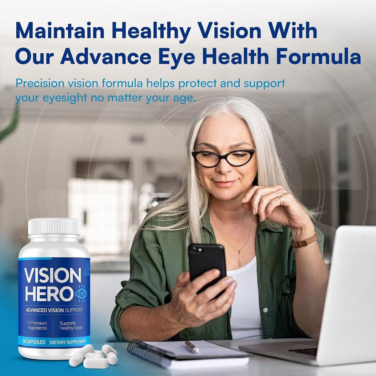 Vision Hero Advanced Vision Support - 60 – Frequent screen users: Digital devices can cause eye fatigue and – Image 2