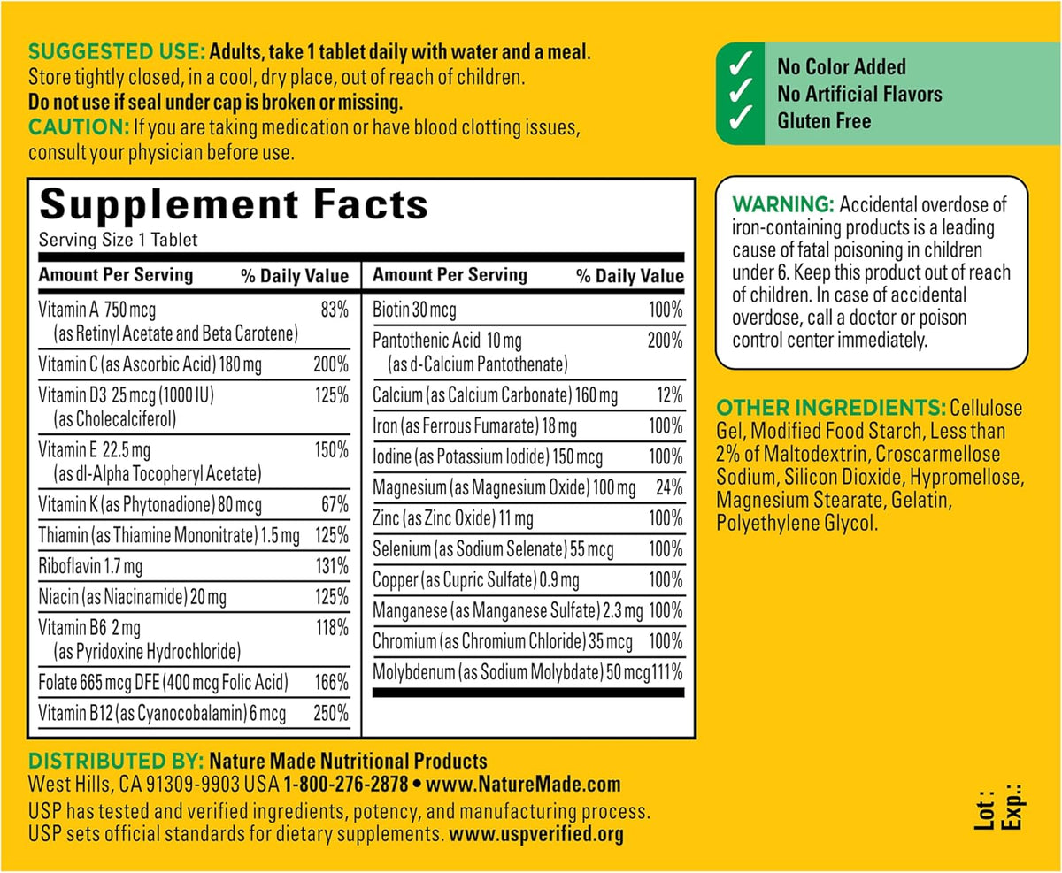 Nature Made Multivitamin Tablets with Iron, 130 Tablets - görsel 7