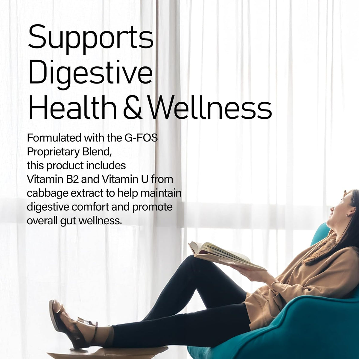 NATURION Digestive Comfort Support - Stomach Health Supplement with G-FOS Blend, Whey Protein, Liquorice, Mastic Gum, Vitamin U, and Vitamin B2 - Gut Balance & Comfort - 60 Tablets, 30 Day Supply - görsel 6