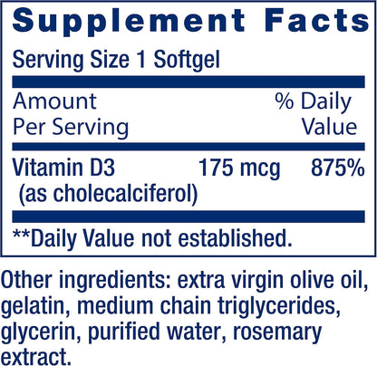 Life Extension Vitamin D3 7000 IU (175 mcg) - 60 Softgels