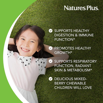 NaturesPlus Animal Parade Probiotic, Mixed Berry - 30 Chewables - Children's Gut Health Support