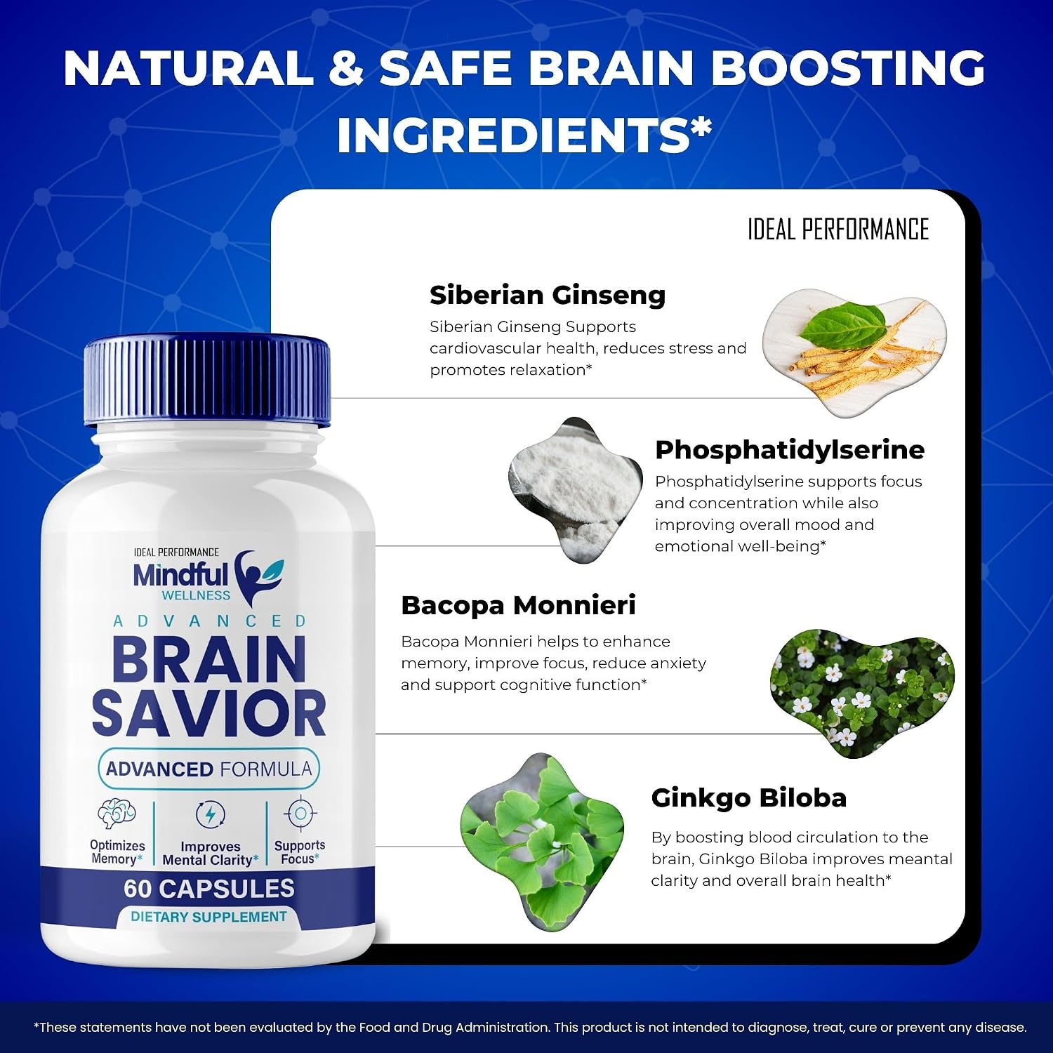 Brain Saviour Brain Supplements for Memory and Focus - Advanced Formula Nootropics, All Natural, 5 Pack - görsel 6
