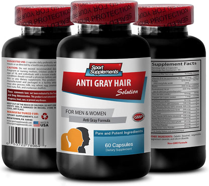 Restore Hair Growth - Anti Grey Hair Natural Formula for Men and Women, 180 Capsules (3 Bottles)
