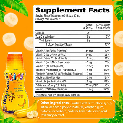 Neurobion Kids B Complex Liquid - Effective Multivitamin for Children - 250 ml