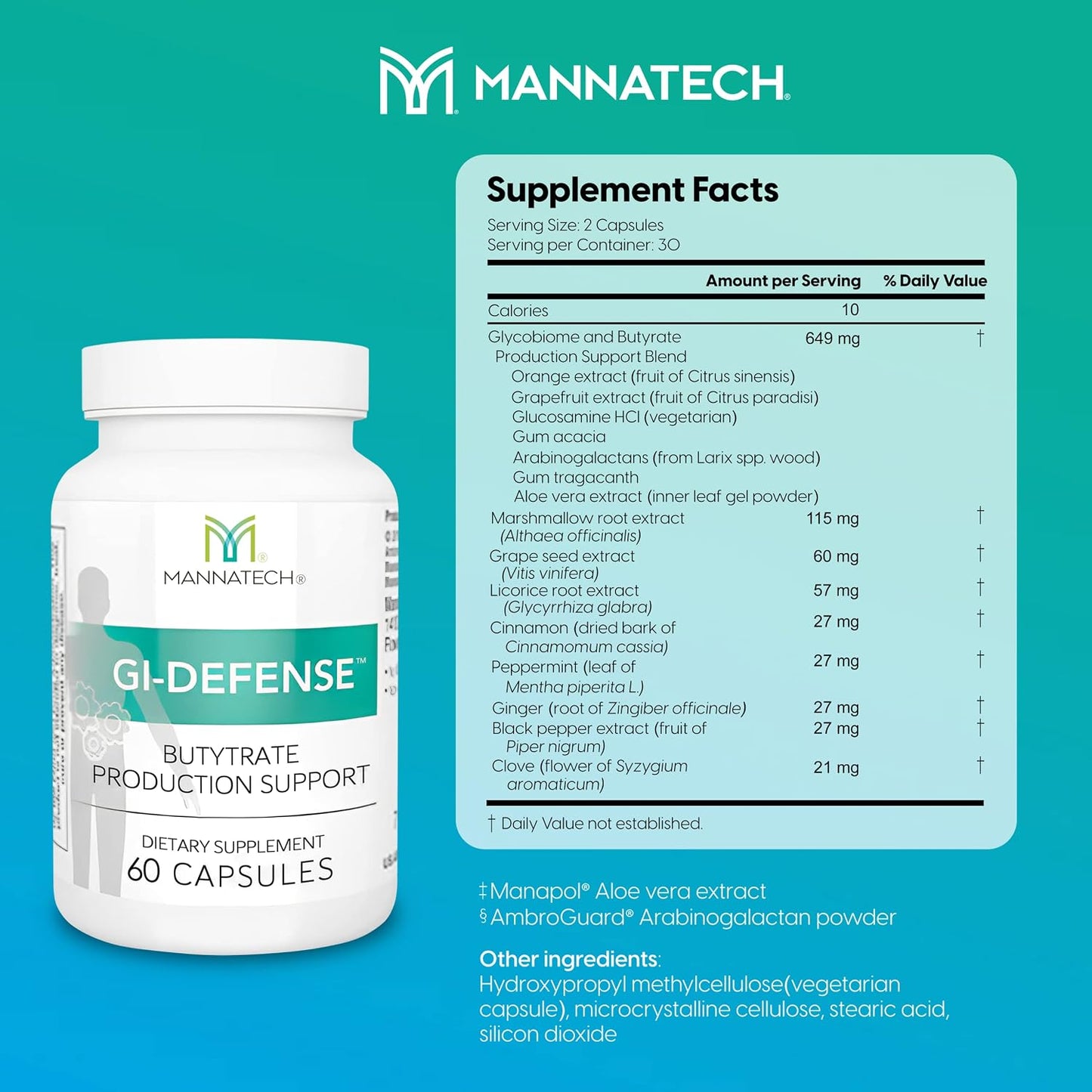 Mannatech GI-Defence Butyrate Supplement – 60 Capsules - görsel 2